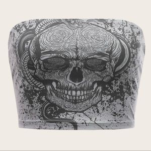 Black and grey skull tube top